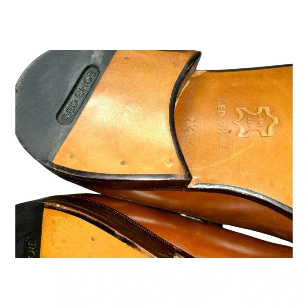 Men's Brown Leather Penny Loafers brand: “Red Shoe” Genuine Men’s Size 7½